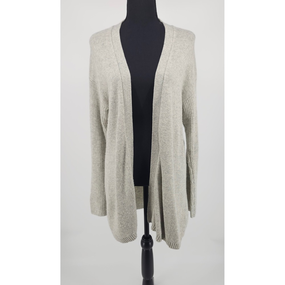 J.Crew Womens Gray Merino Wool Blend Open Front Longline Cardigan Sweater Size M